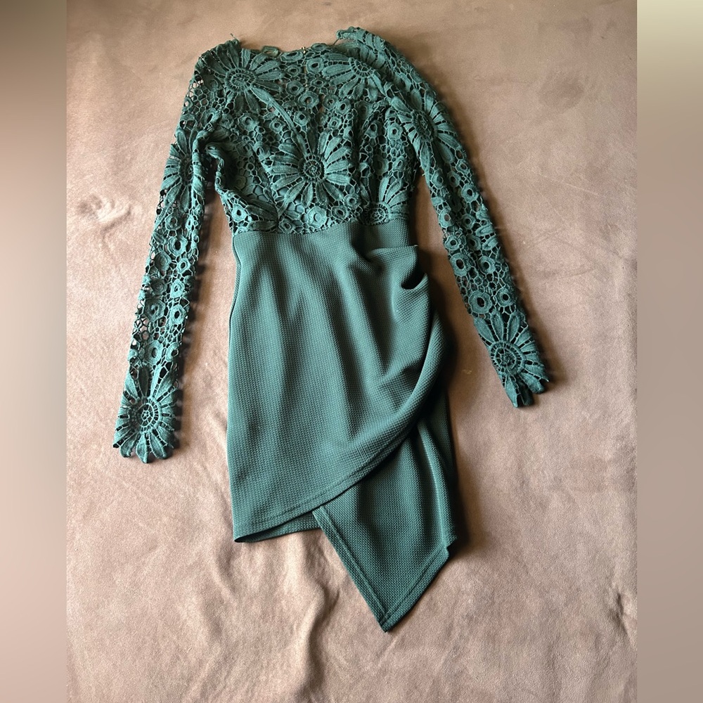 Windsor Green Asymmetrical Wrap Bodycon Dress